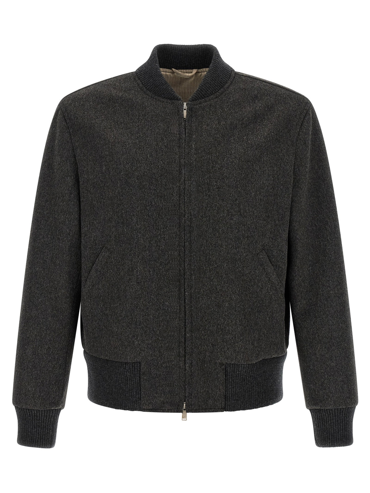 Mélange grey wool bomber jacket