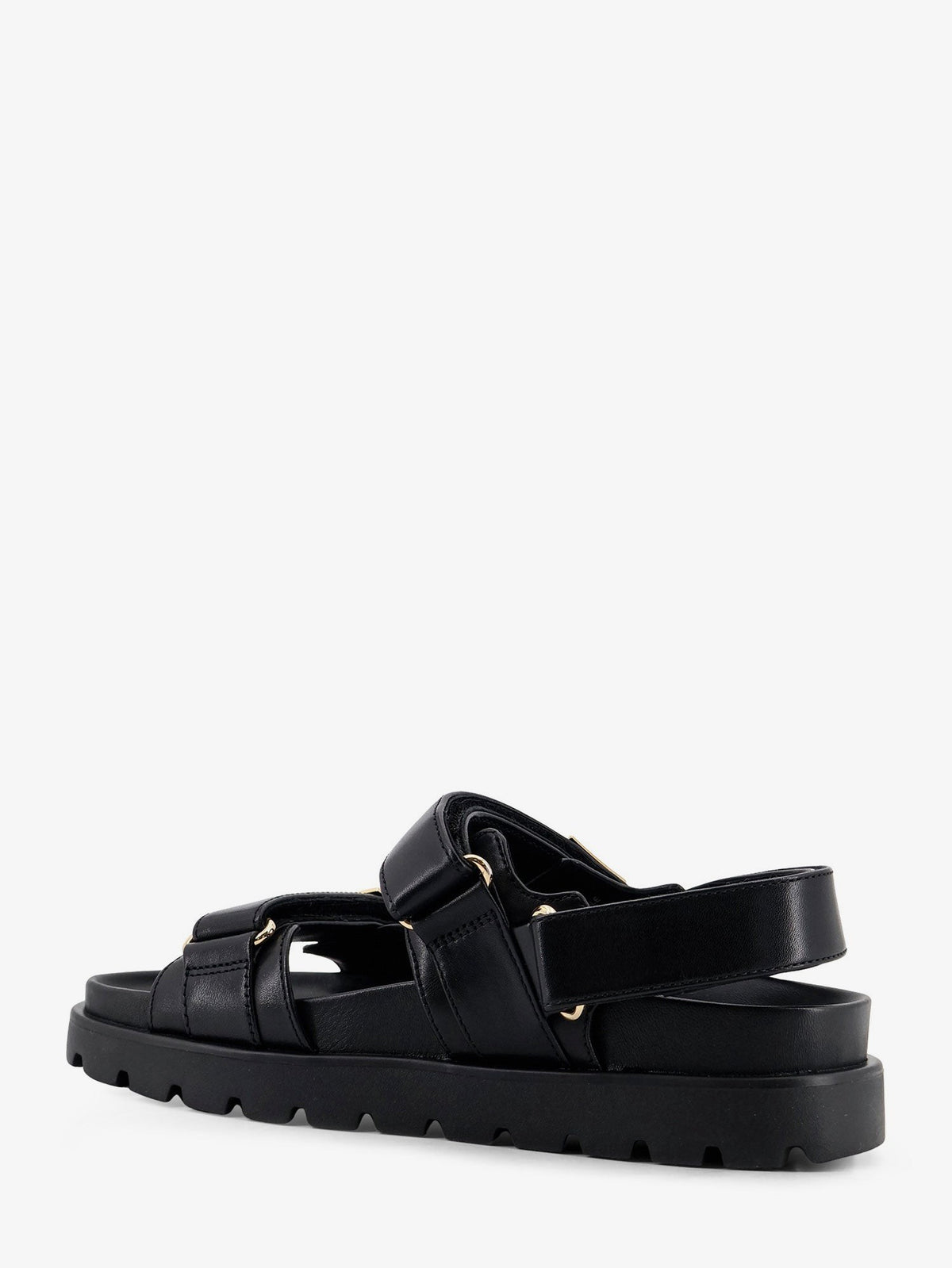 Mellow leather sandals with metal logo on the side