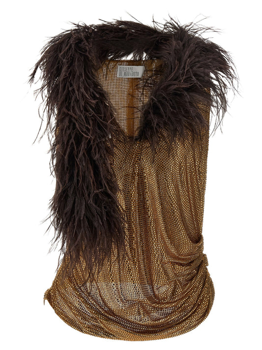 Mesh and feather top