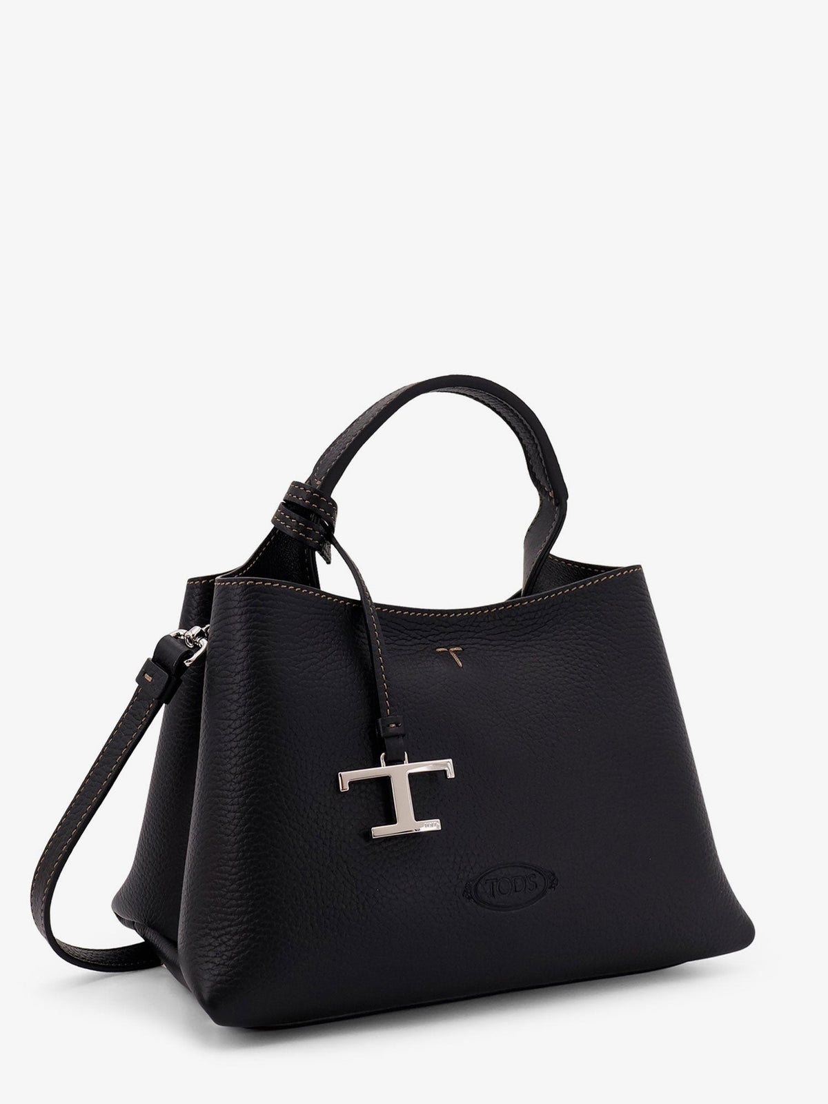 Micro leather crossbody bag with iconic stitching on the front