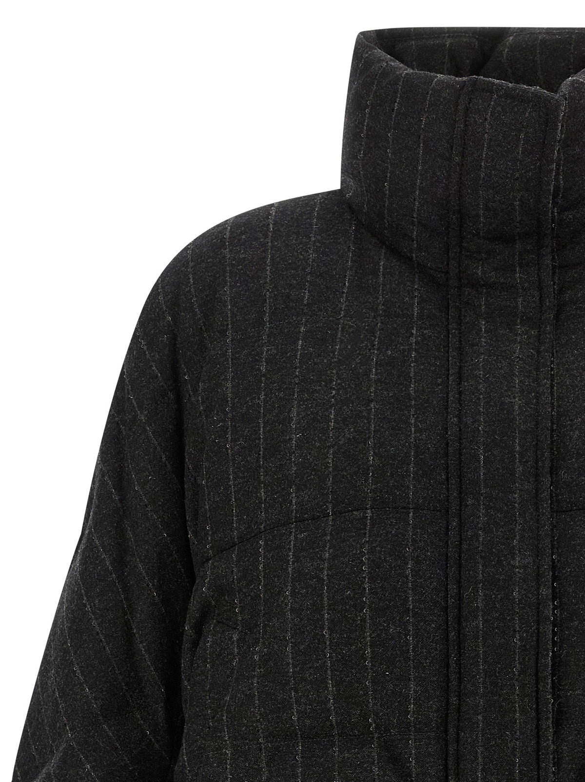 Micro sequin pinstriped crop down jacket