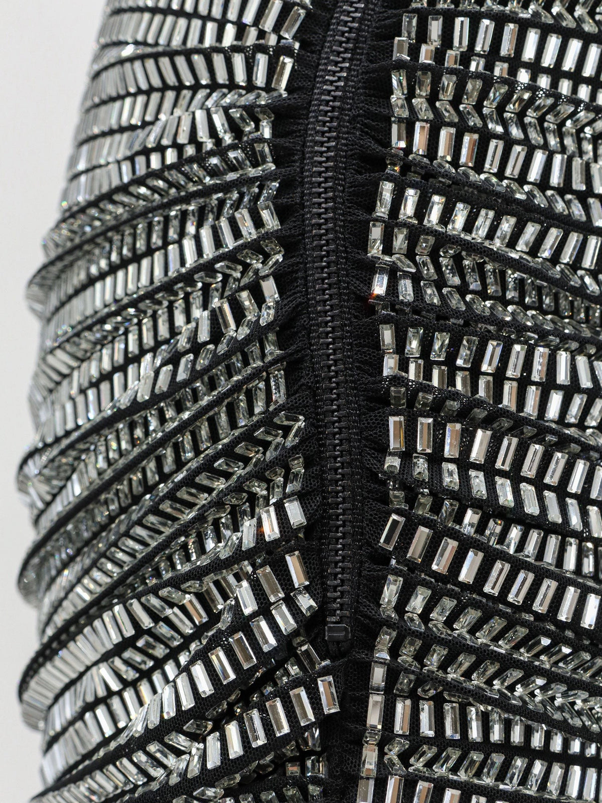 Mini skirt with silver rhinestones