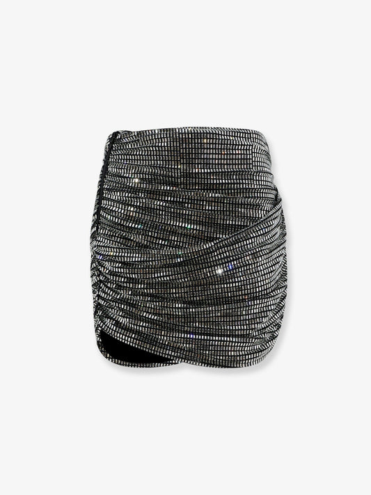 Mini skirt with silver rhinestones