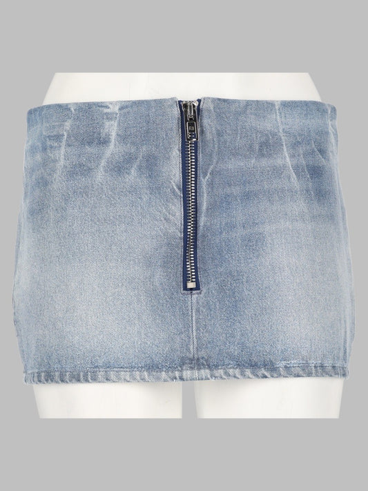 minigonna in denim lucido