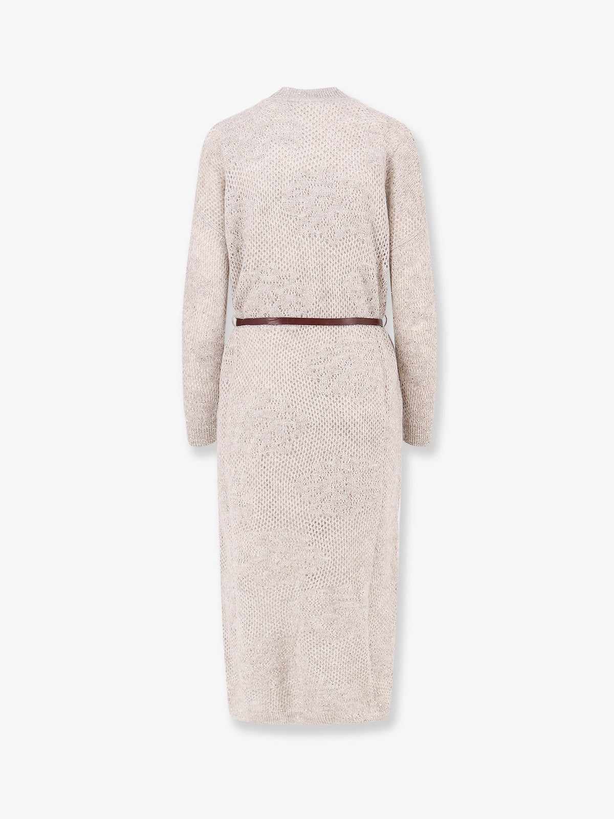 Mohair and wool blend long dress with all-over dazzling detail