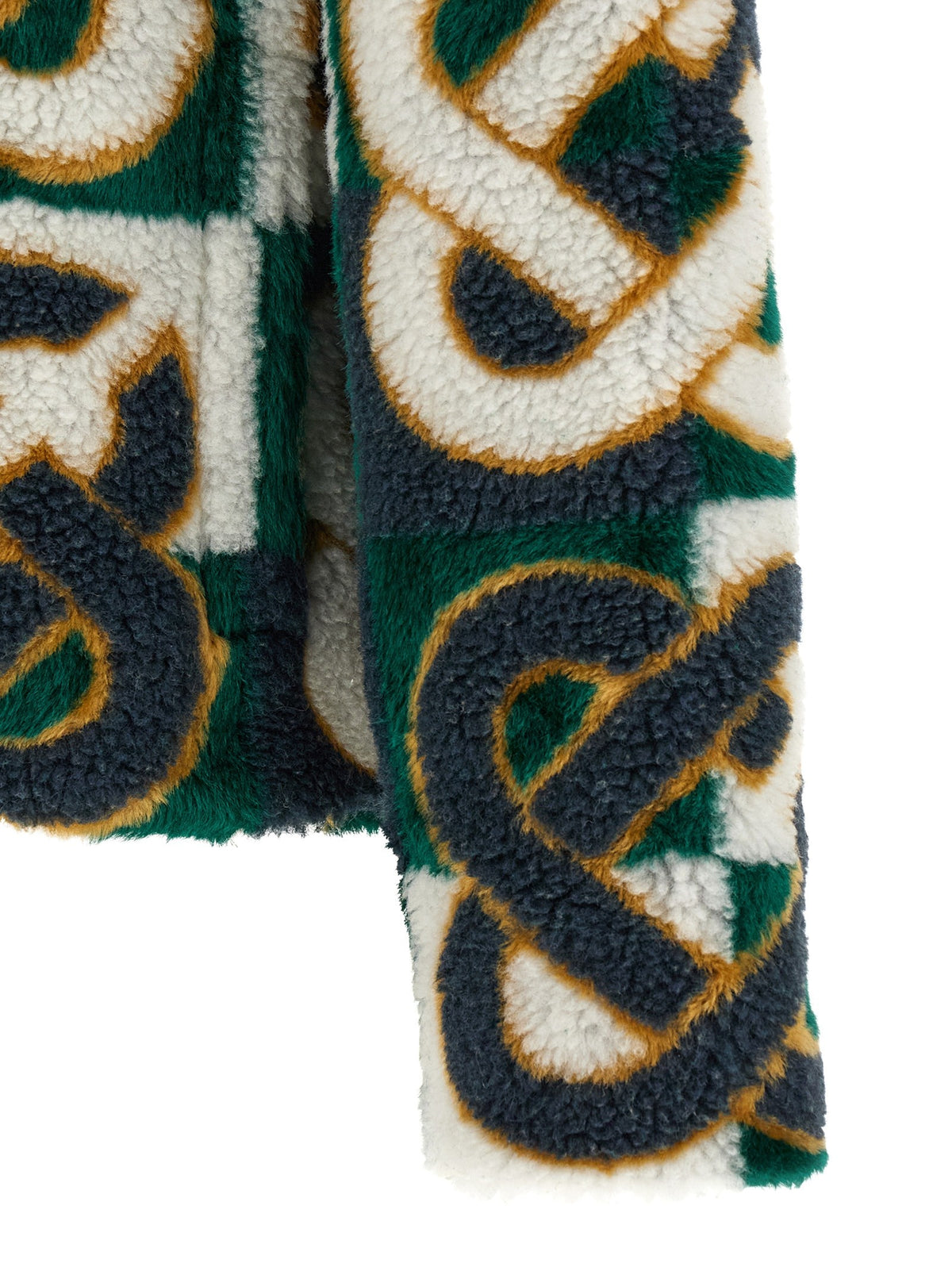 'Monogram' intarsia fleece jacket
