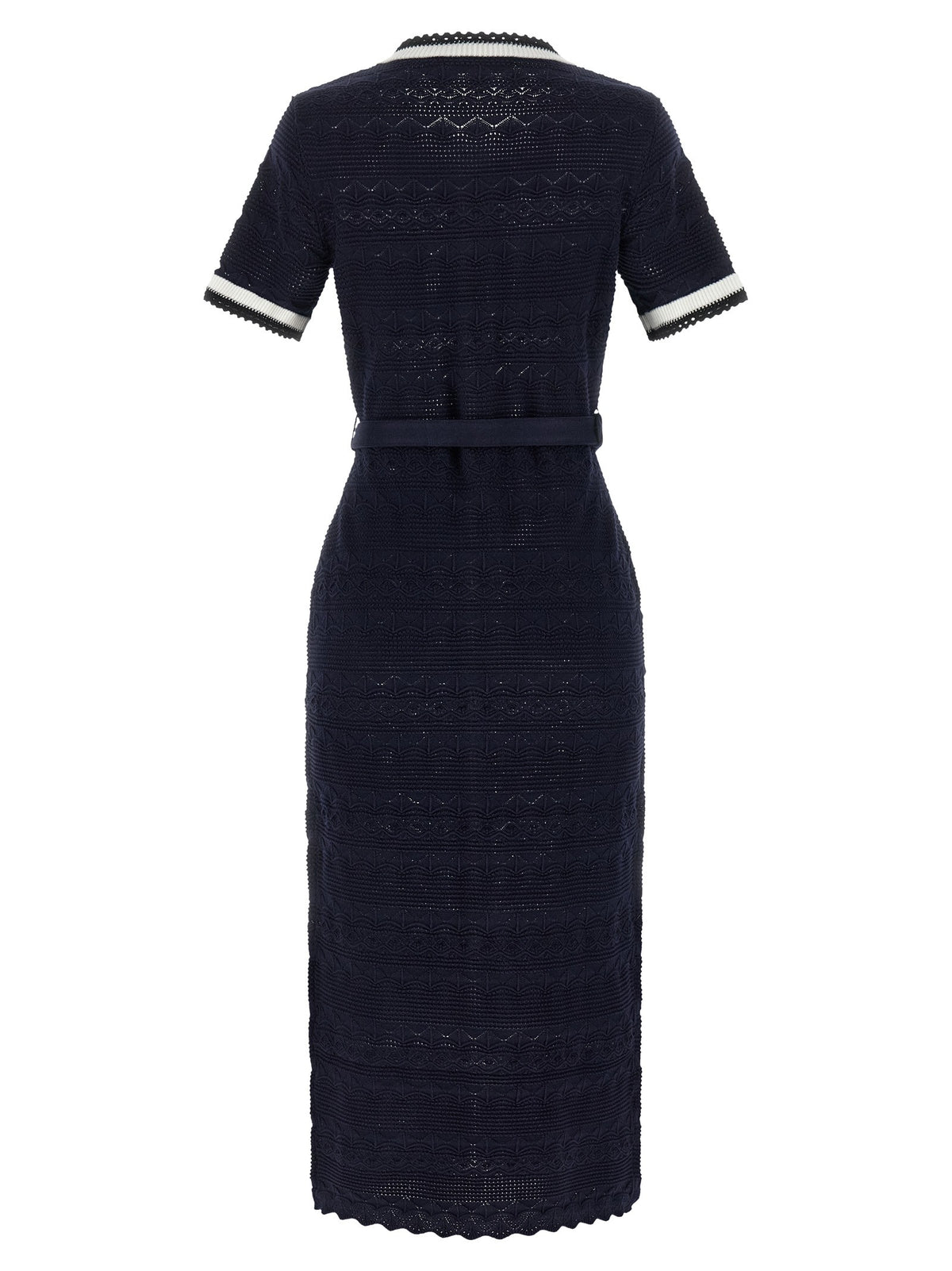 'Navy Pointelle Knit Midi' dress
