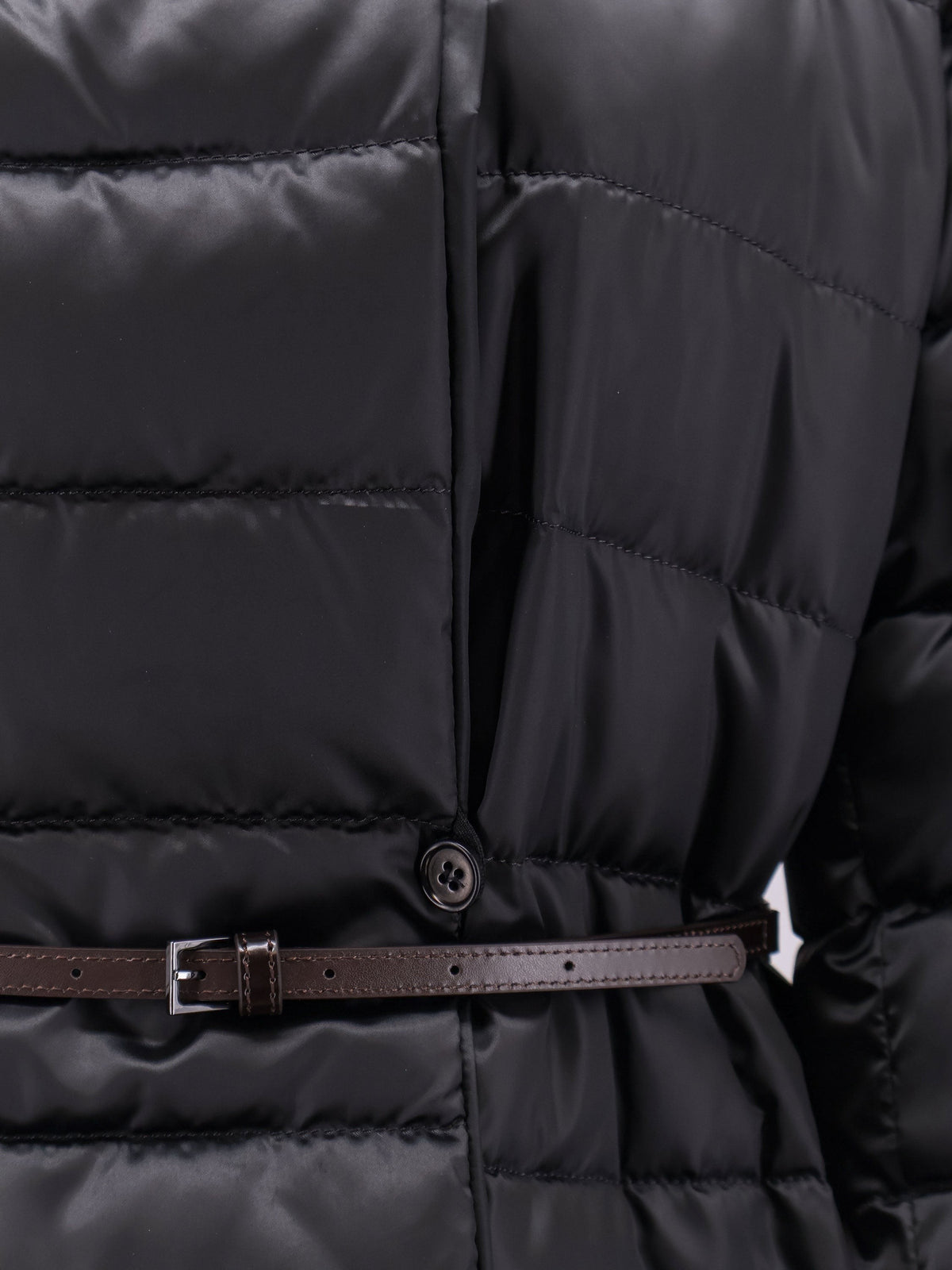 Novef The Cube long down jacket with belt