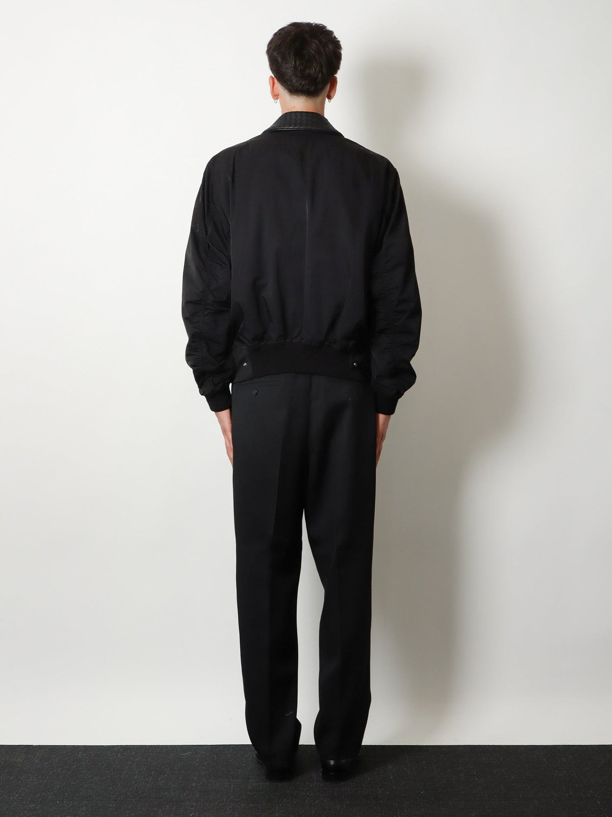 Nylon and cotton jacket with Intrecciato details