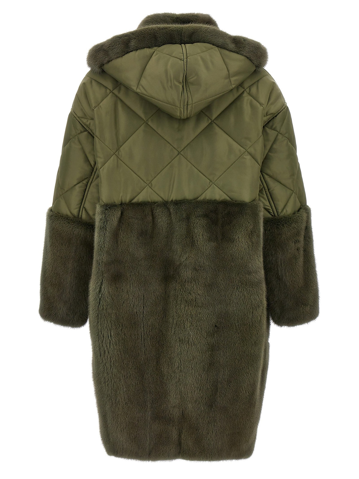 'Nylon Diamond-Visone' long down jacket