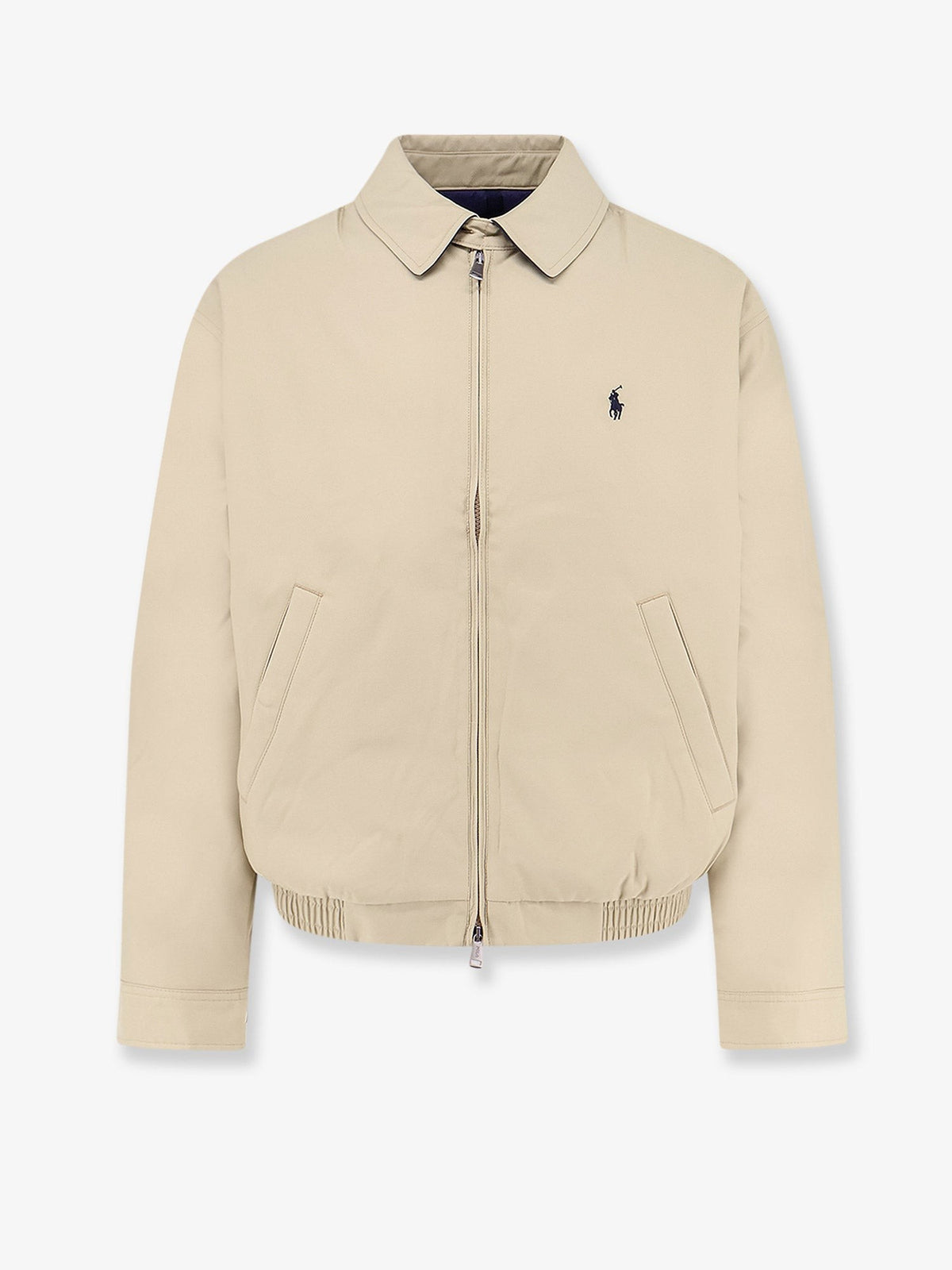 Nylon down jacket with contrasting embroidered logo