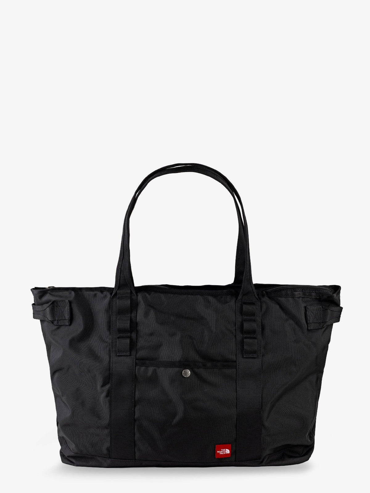 Nylon shoulder bag with logo label on the bottom