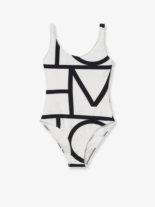 One-piece swimsuit with Monogram print