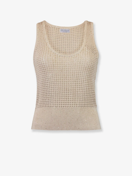 Openwork cotton knit top