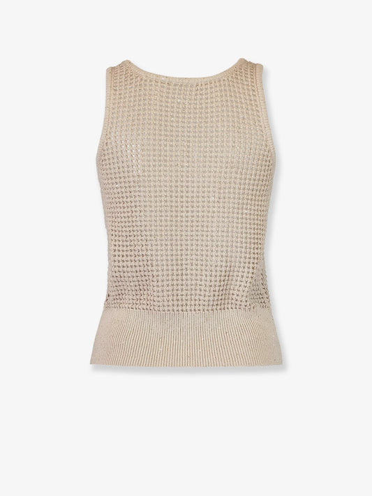 Openwork cotton knit top