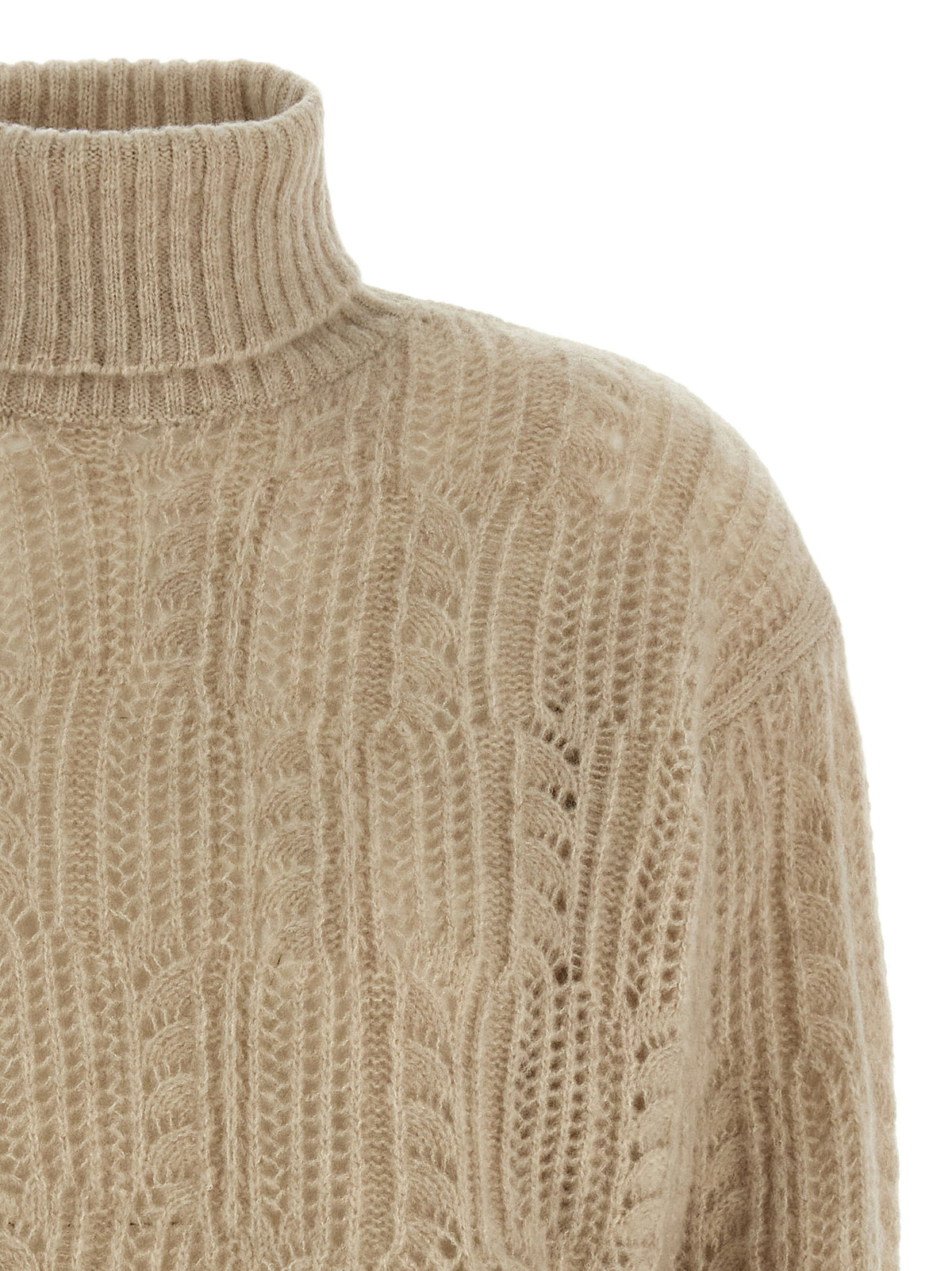 Openwork turtleneck sweater