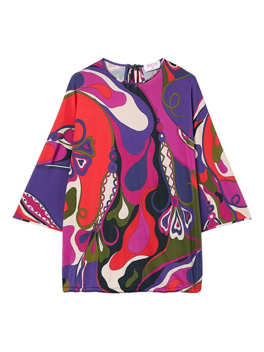 ORCHID PRINT CAPE BLOUSE