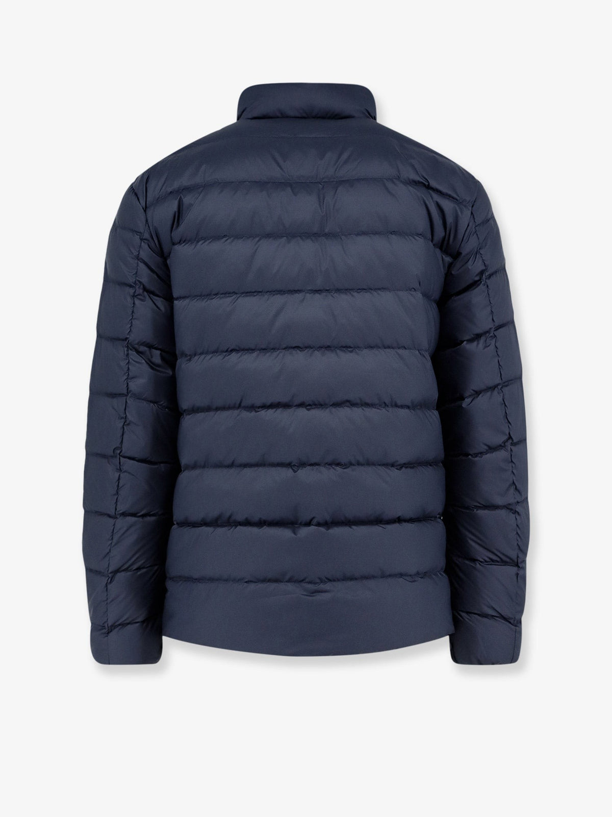 Packable recycled material down jacket