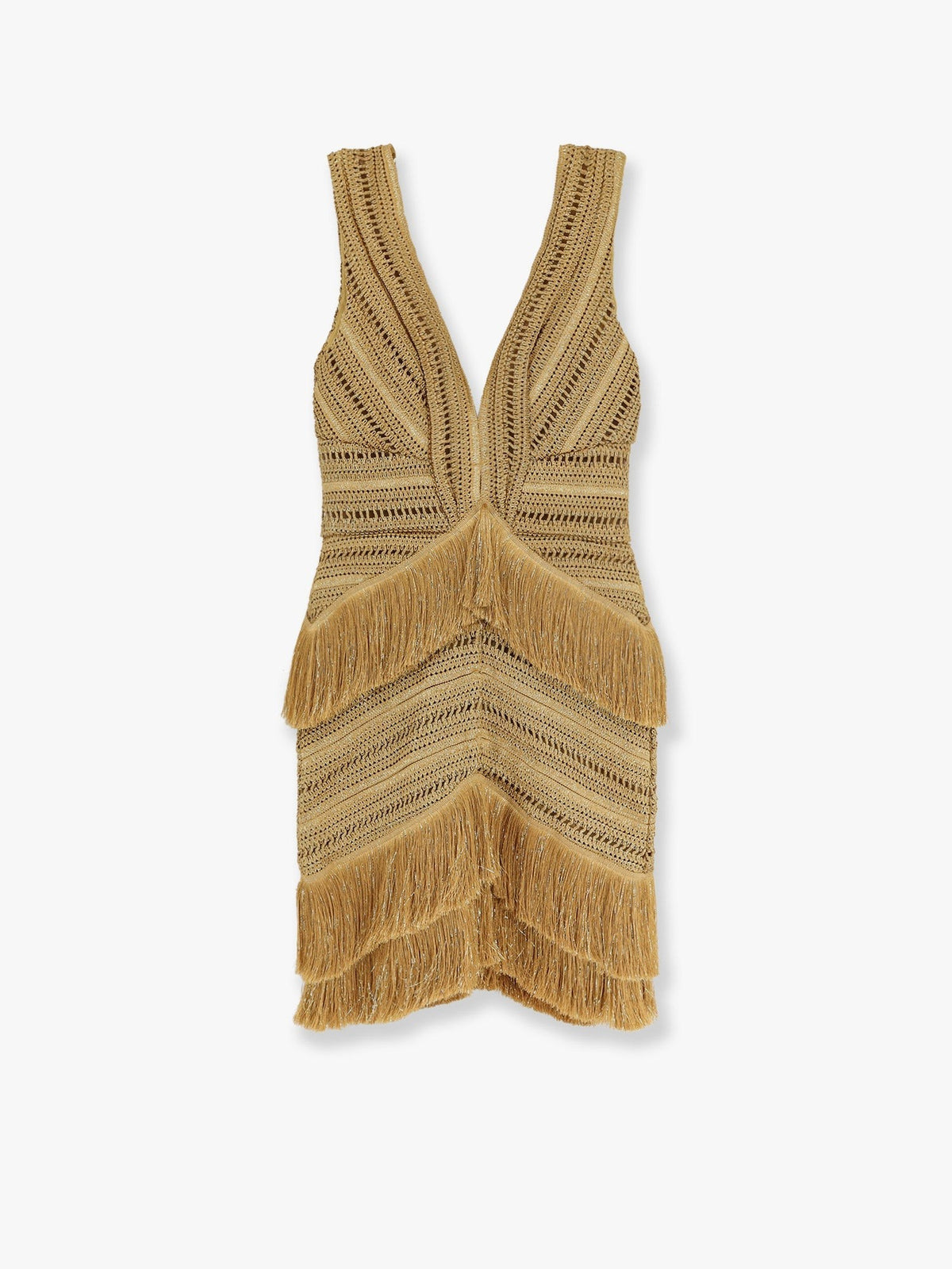 Pampas mini dress with embroidery and fringes