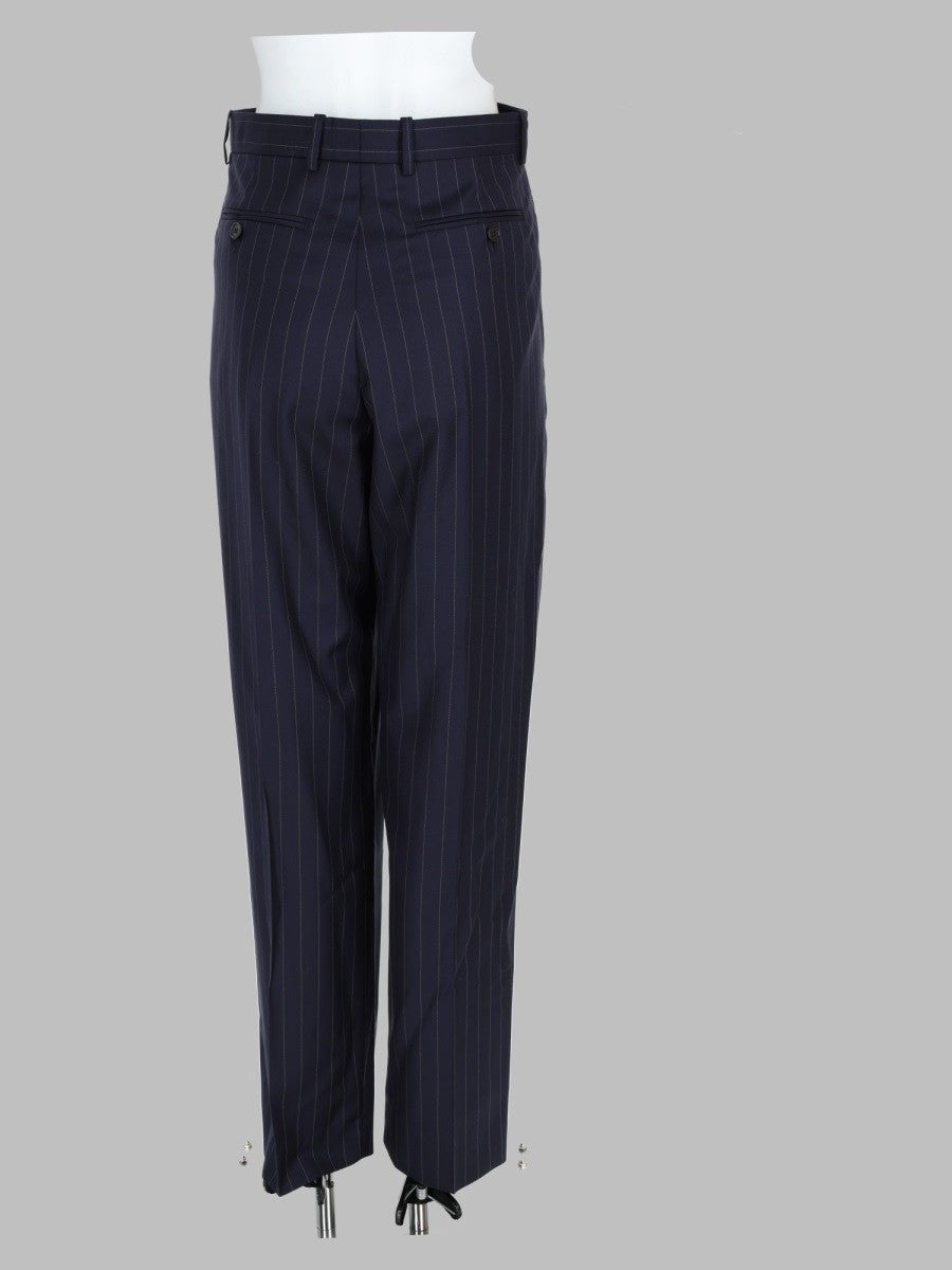 Pantalone a Righe con Doppia Piega in Lana