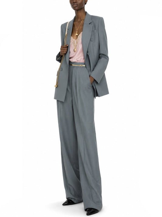 PANTALONE A SIGARETTA SARTORIALE IN GABARDINE DI LANA