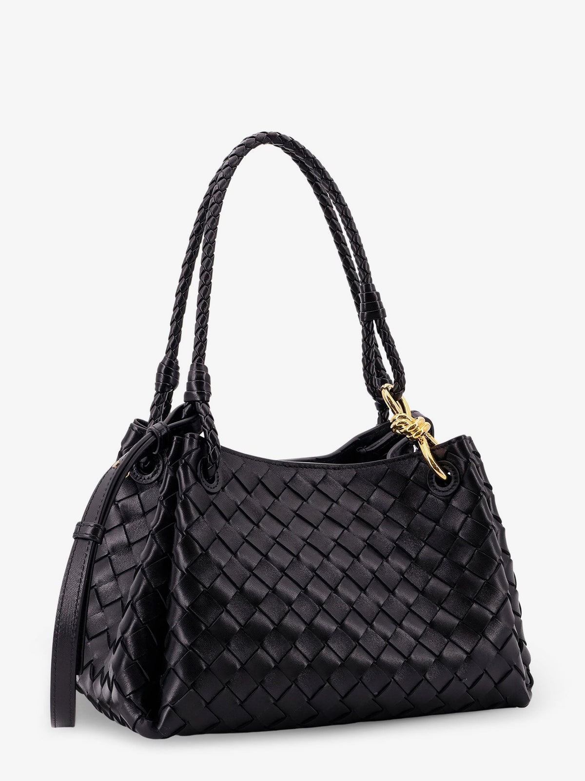 Parachute leather shoulder bag with Intrecciato motif and Knot detail