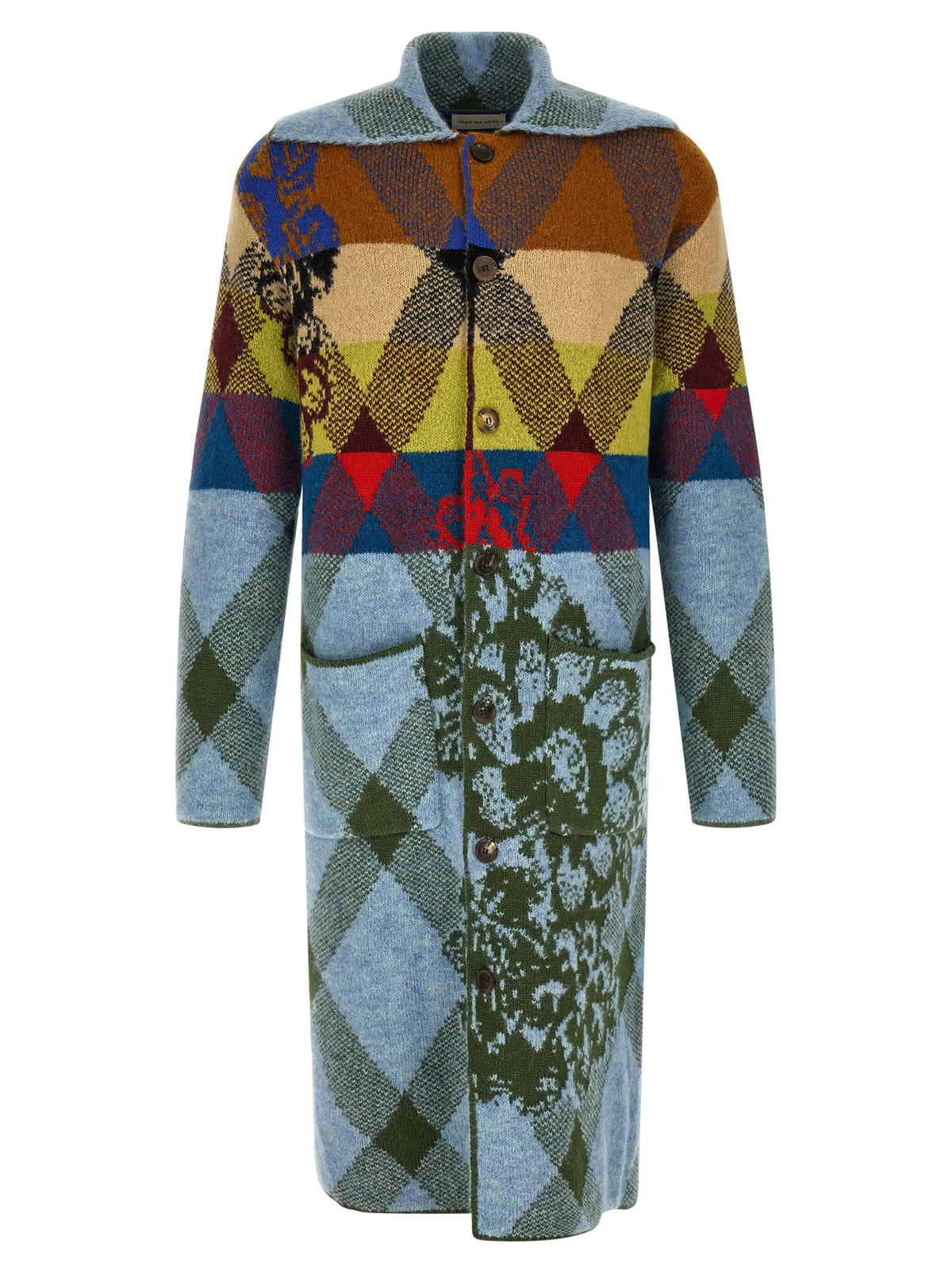 Patchwork intarsia cardigan