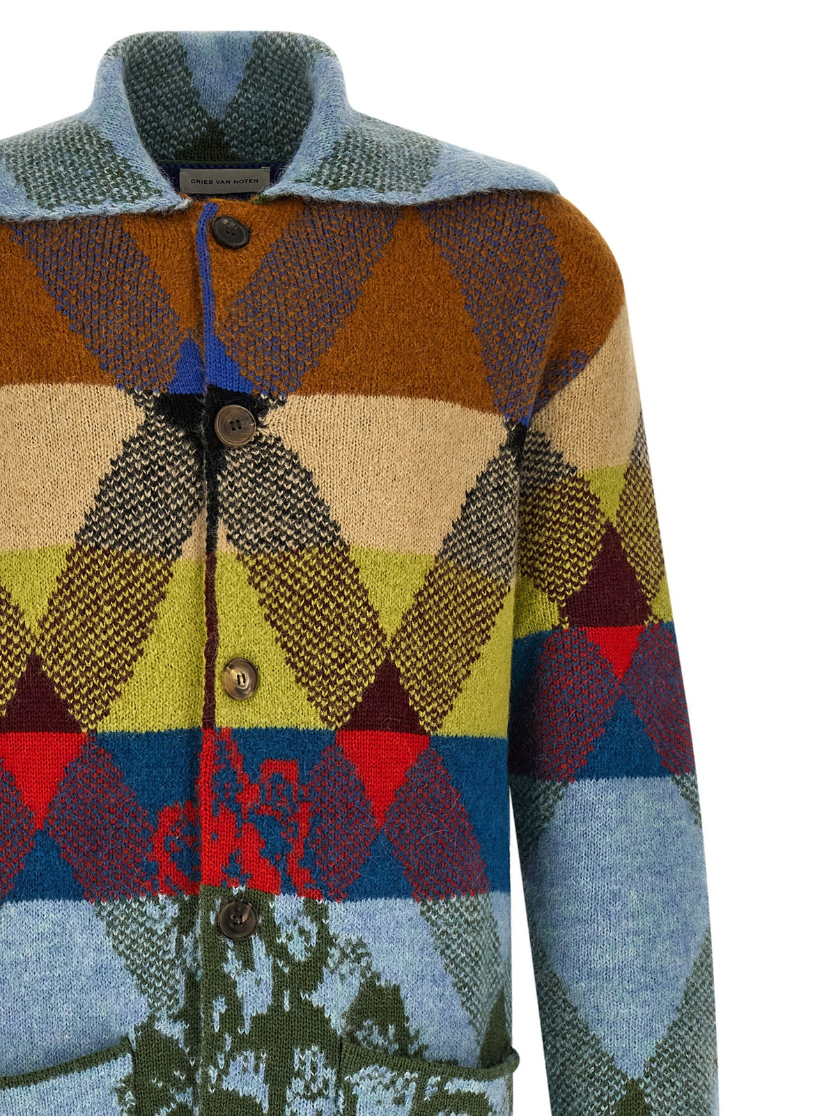 Patchwork intarsia cardigan