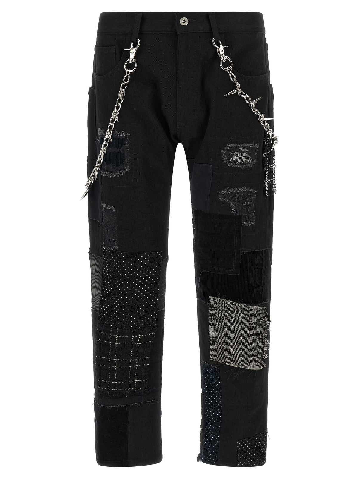 Patchwork jeans with kilt