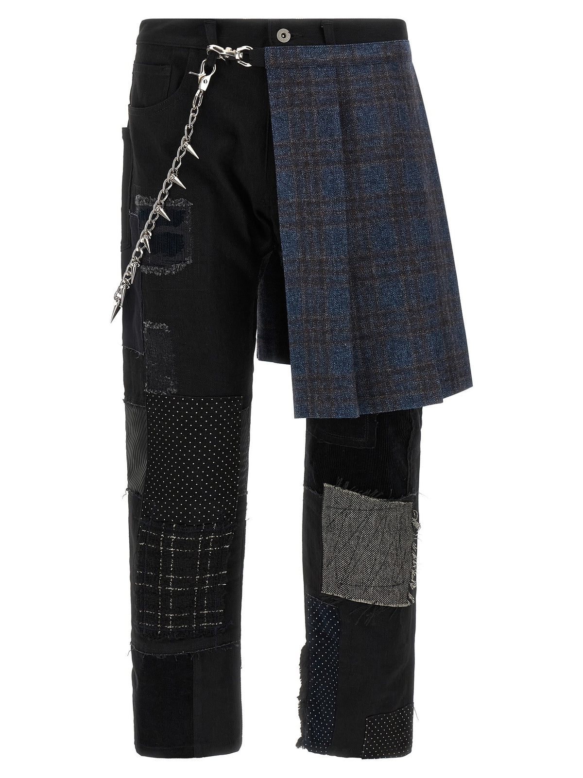 Patchwork jeans with kilt