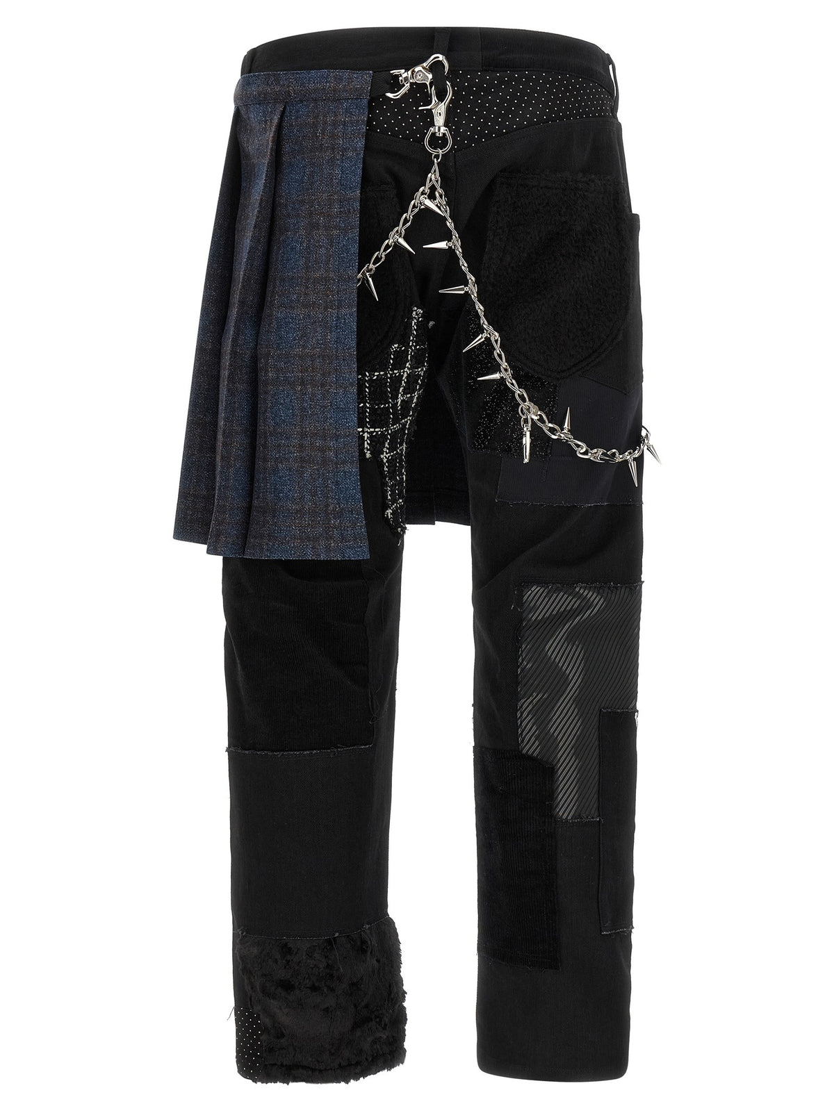 Patchwork jeans with kilt