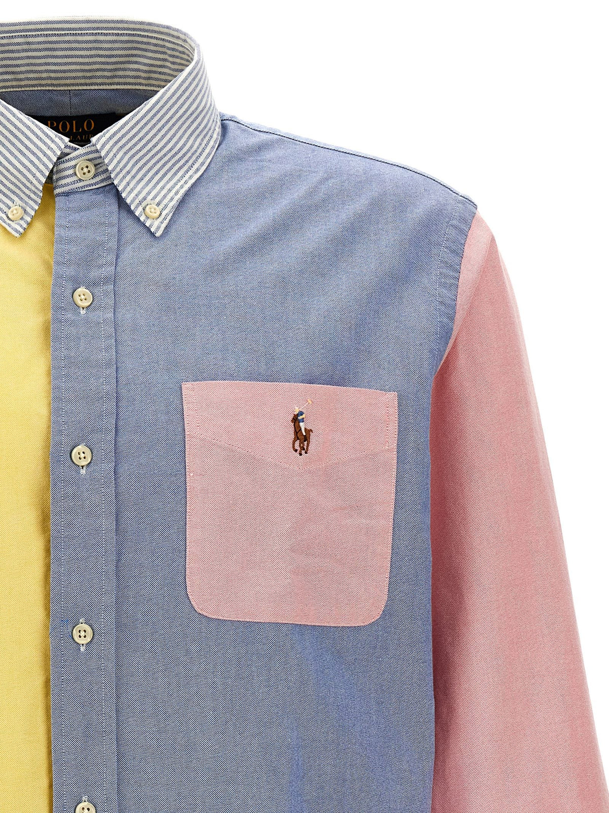 Patchwork shirt with logo embroidery