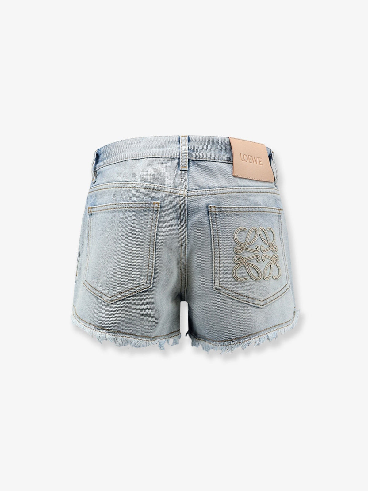 Paula's Ibiza-Blue denim bermuda shorts with frayed edges