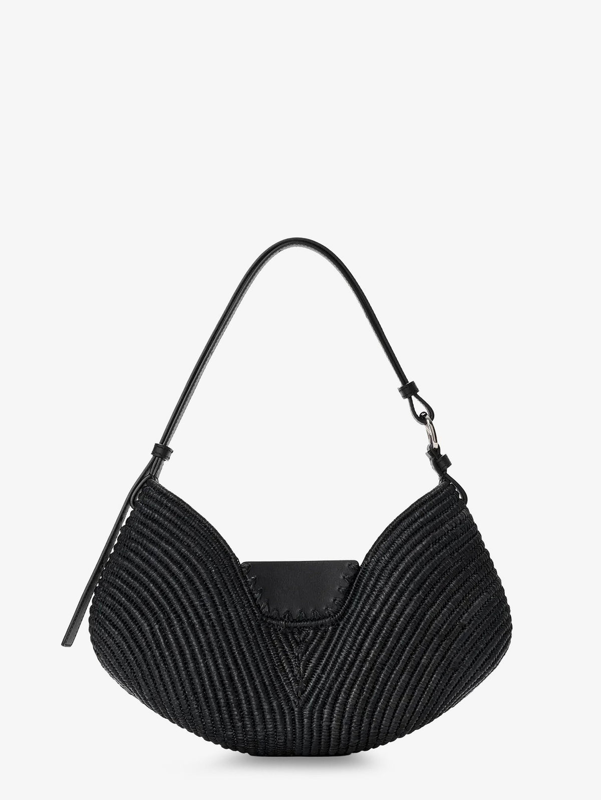 Paula's Ibiza-Swing raffia and leather shoulder bag