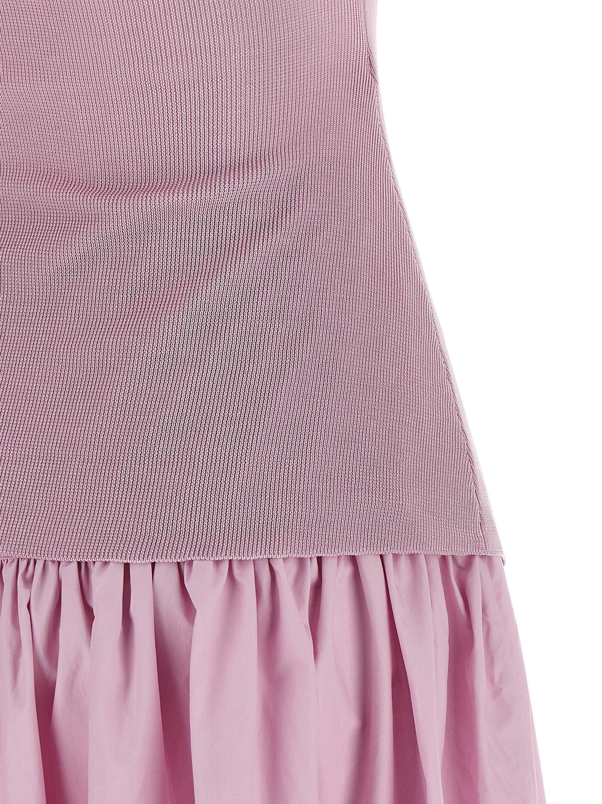'Pink Cotton Draped Knit Midi' dress