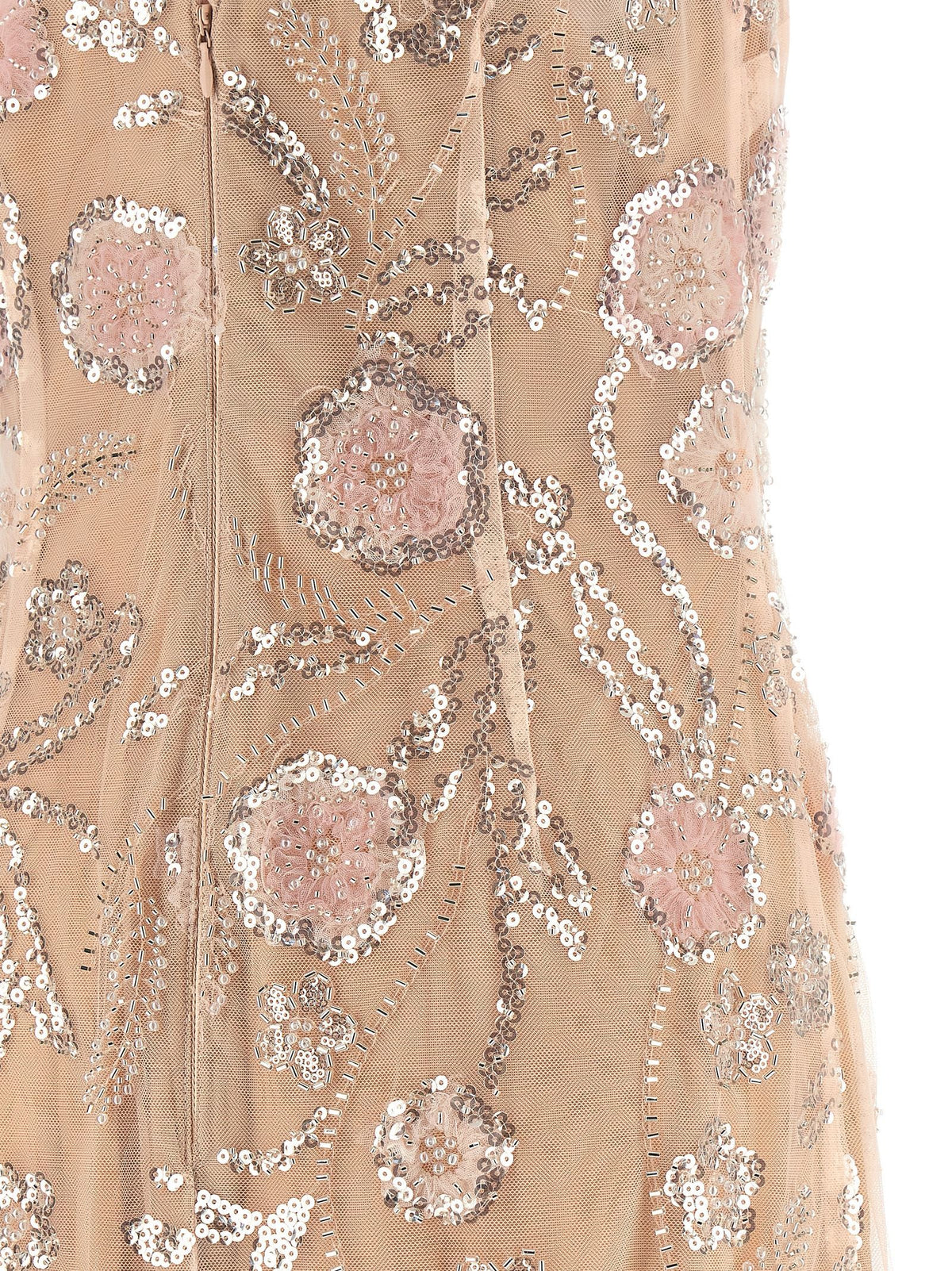 'Pink Flower Sequin Embellished Midi' dress
