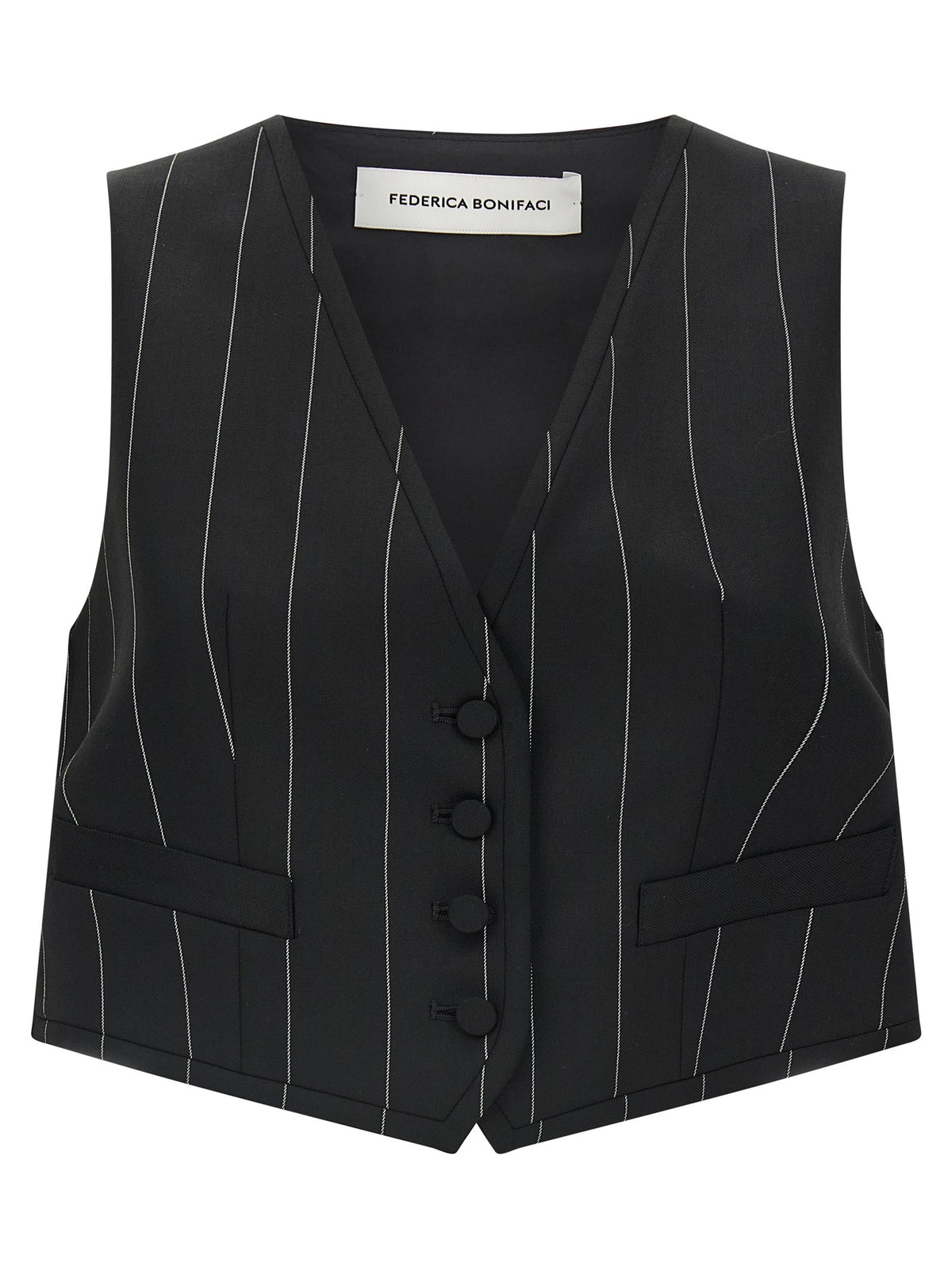 Pinstriped crop vest