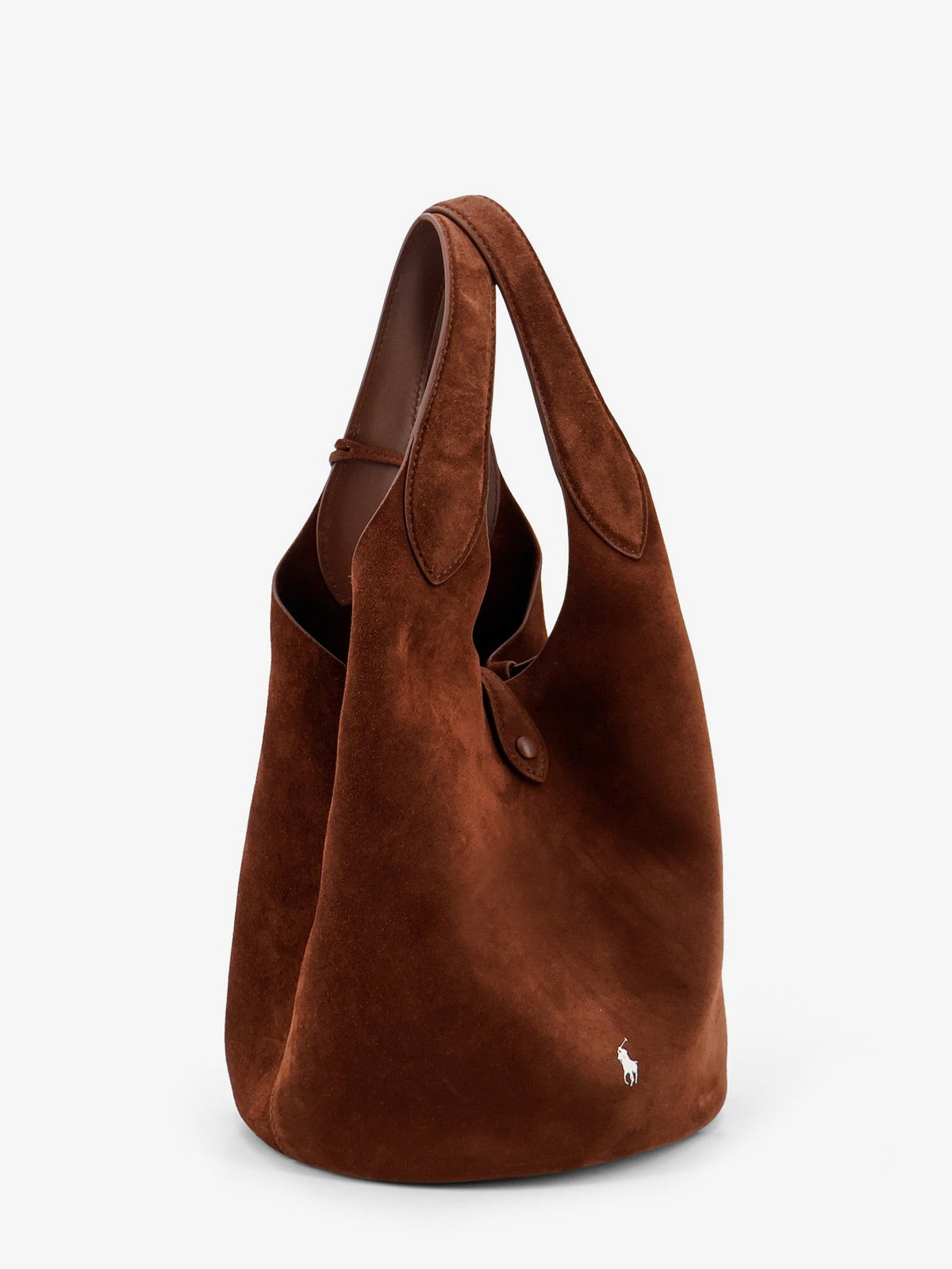 Play suede shoulder bag with contrasting logo