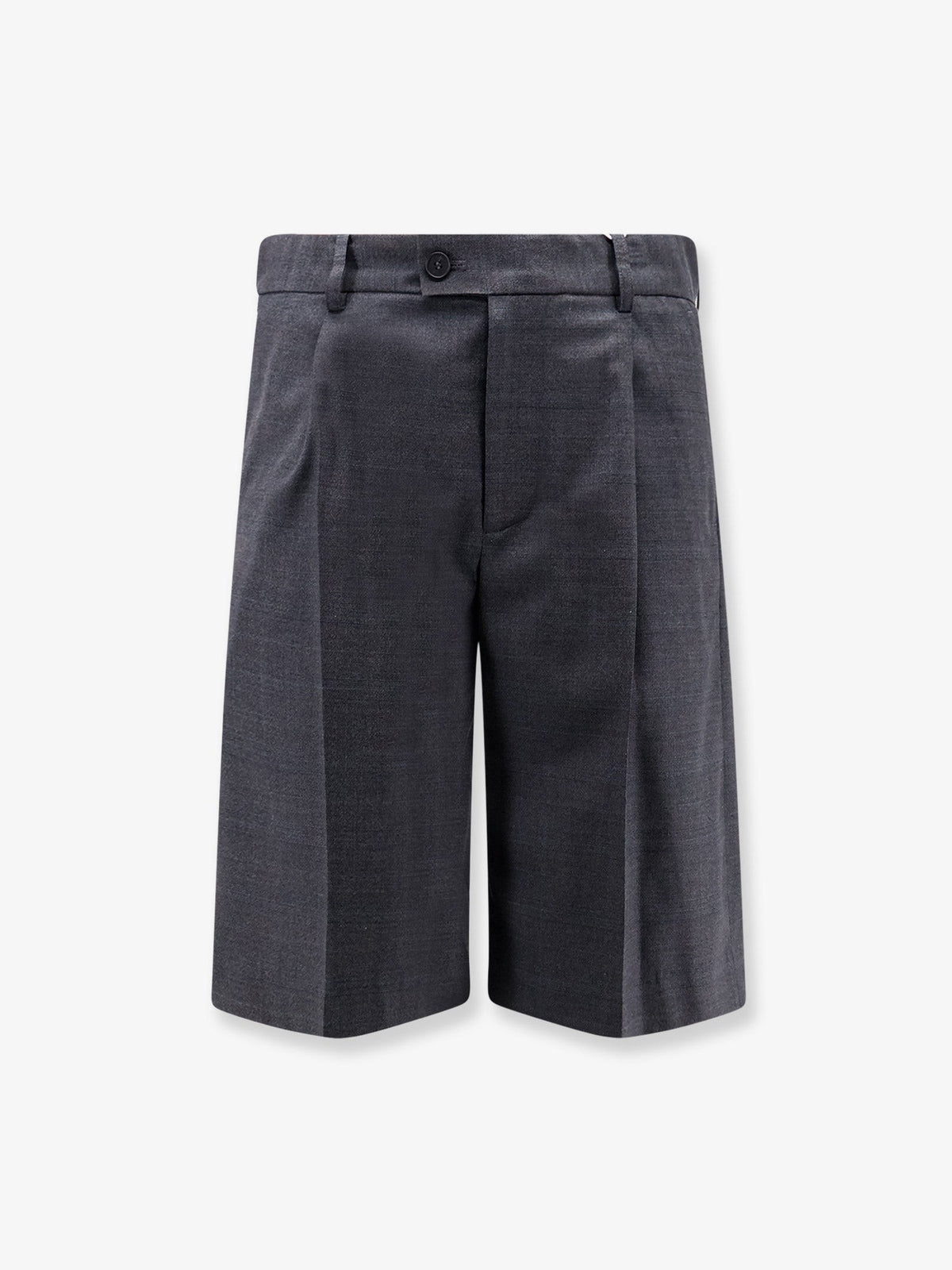 Pleated Check wool blend bermuda shorts