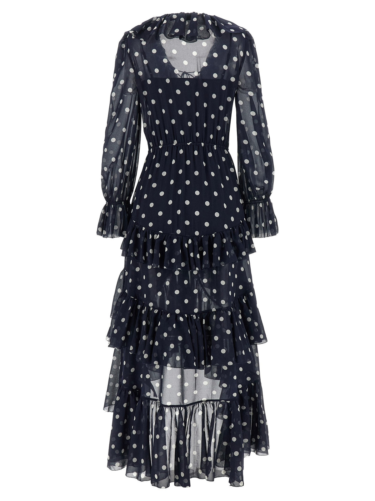 'Polka Dot Georgette Ruffle Maxi' dress