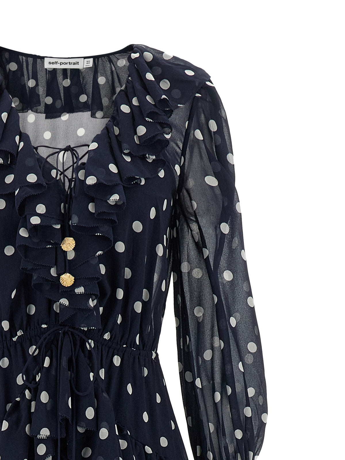 'Polka Dot Georgette Ruffle Maxi' dress