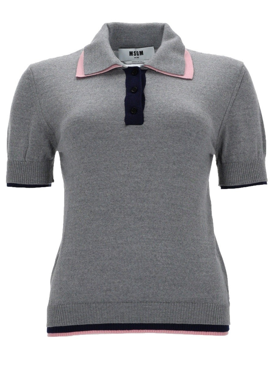 POLO IN LANA CON DOPPIO BORDO