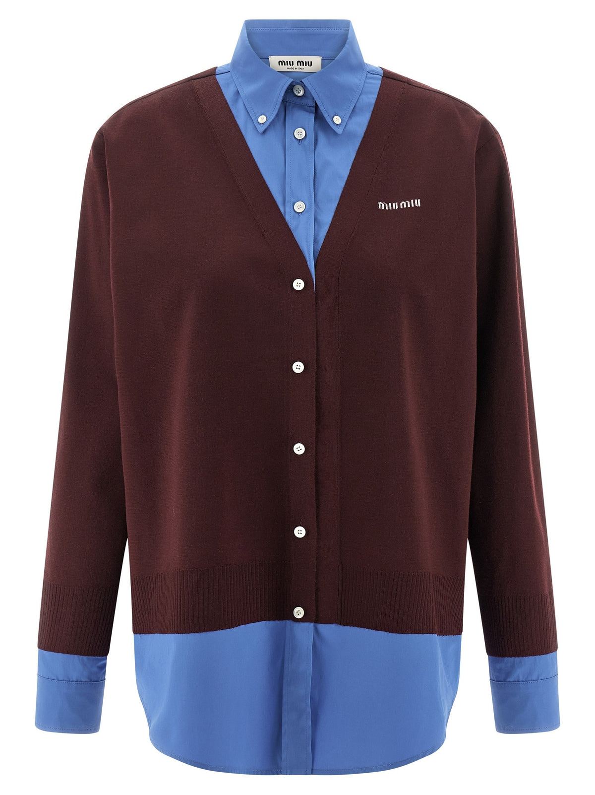 Poplin and cashmere shirt