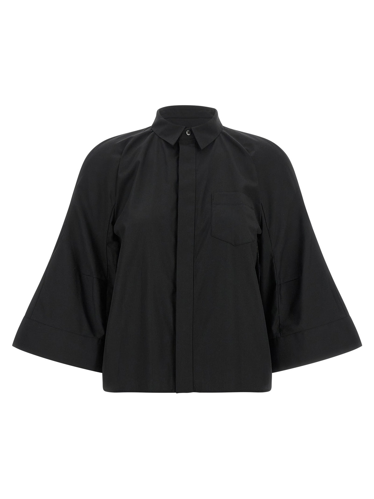 Poplin shirt with wide sleeves