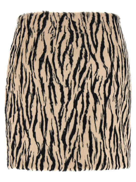 'Printed Faux Fur' skirt