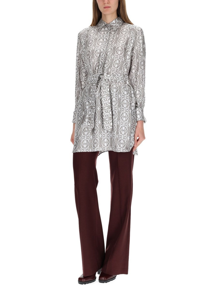 PRINTED SILK CHEMISIER DRESS