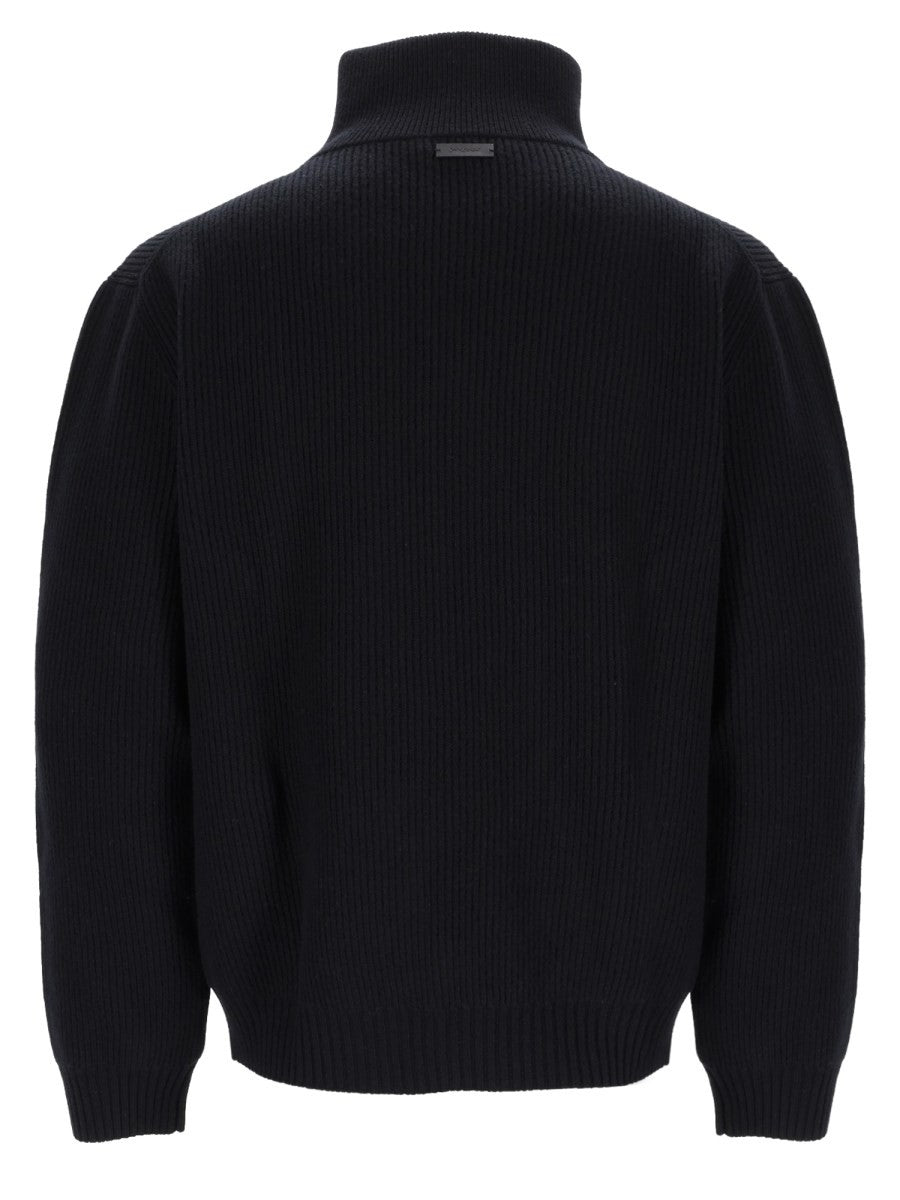 Pullover Con Mezza Zip In Lana A Coste