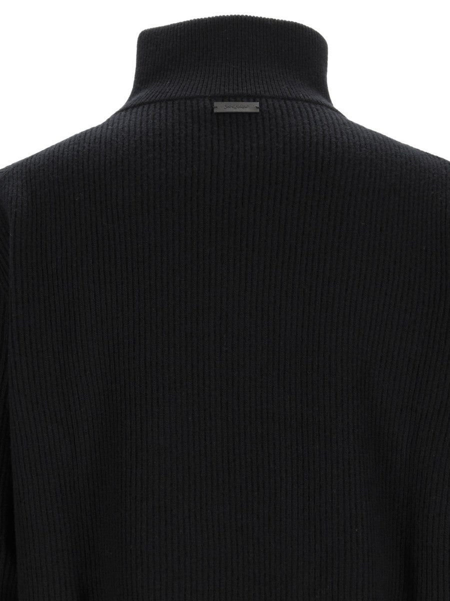 Pullover Con Mezza Zip In Lana A Coste