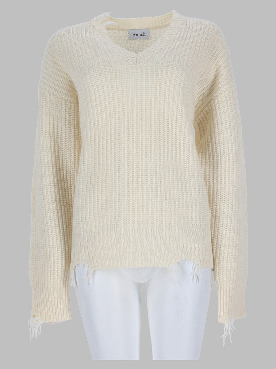 Pullover Distressed Con Scollo A V