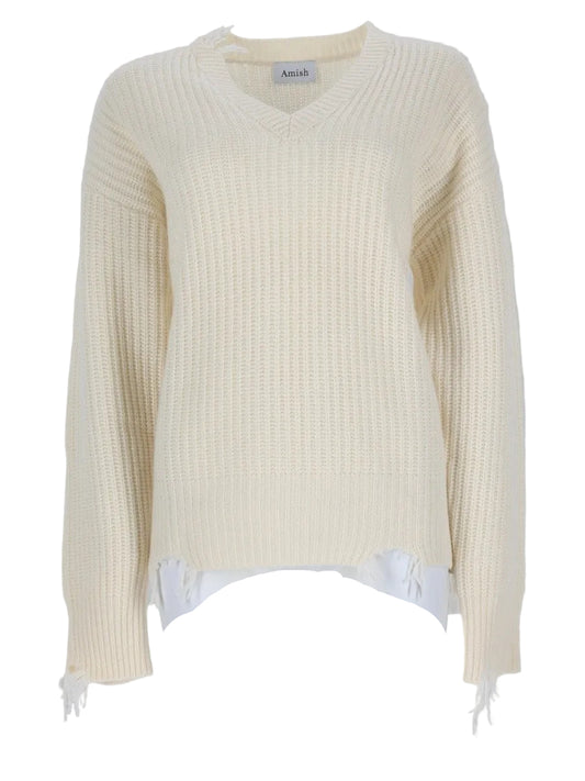 Pullover Distressed Con Scollo A V